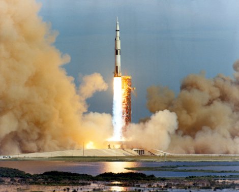 Apollo 15 takes off on  July 26, 1971.